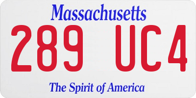 MA license plate 289UC4