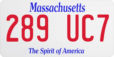 MA license plate 289UC7