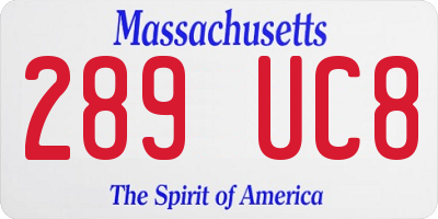 MA license plate 289UC8