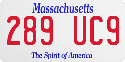 MA license plate 289UC9