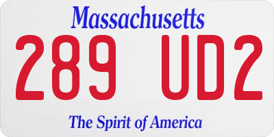 MA license plate 289UD2