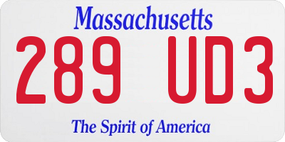 MA license plate 289UD3