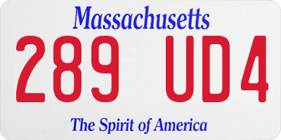 MA license plate 289UD4