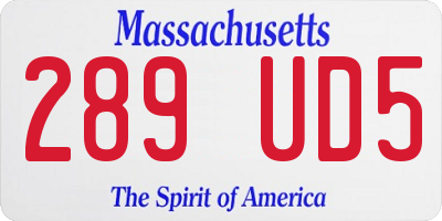 MA license plate 289UD5