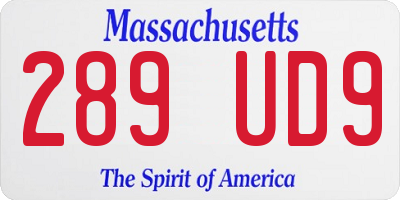 MA license plate 289UD9