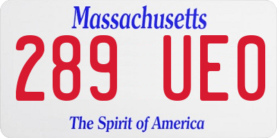 MA license plate 289UE0