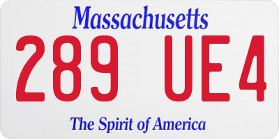 MA license plate 289UE4