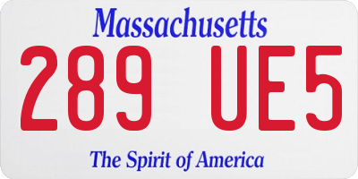 MA license plate 289UE5