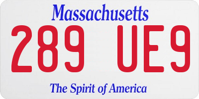 MA license plate 289UE9