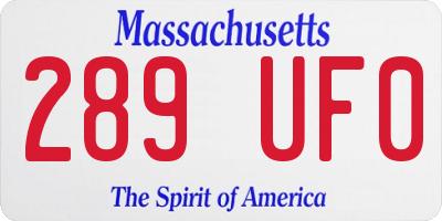 MA license plate 289UF0