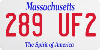 MA license plate 289UF2