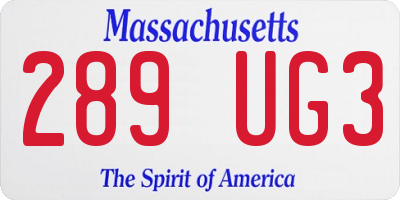 MA license plate 289UG3