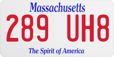 MA license plate 289UH8