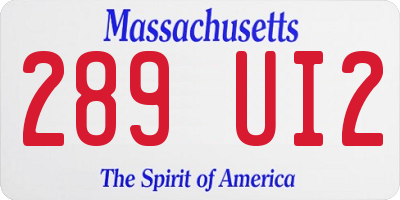 MA license plate 289UI2