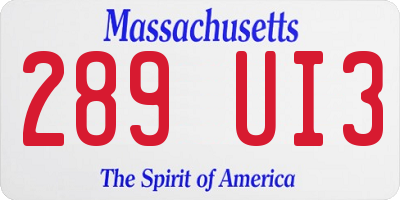 MA license plate 289UI3