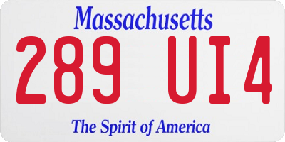 MA license plate 289UI4