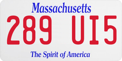 MA license plate 289UI5
