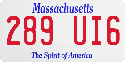 MA license plate 289UI6