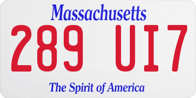 MA license plate 289UI7