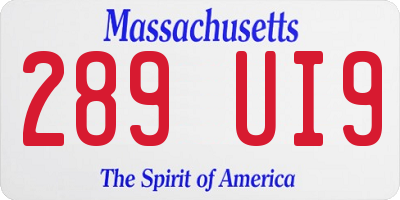 MA license plate 289UI9