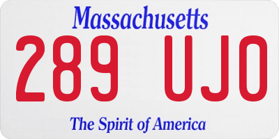 MA license plate 289UJ0