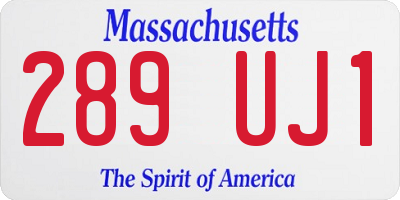 MA license plate 289UJ1