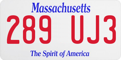 MA license plate 289UJ3