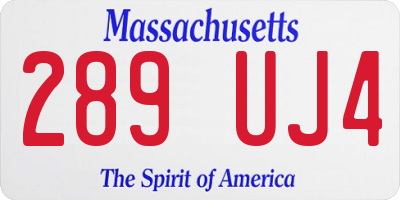 MA license plate 289UJ4