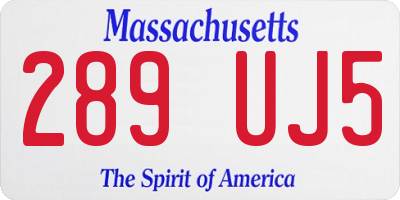 MA license plate 289UJ5