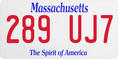 MA license plate 289UJ7