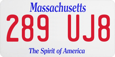 MA license plate 289UJ8