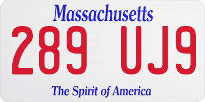 MA license plate 289UJ9