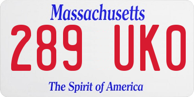 MA license plate 289UK0