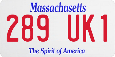 MA license plate 289UK1