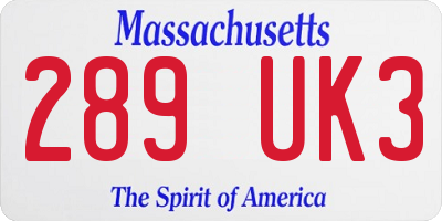 MA license plate 289UK3