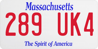 MA license plate 289UK4