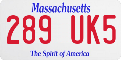 MA license plate 289UK5