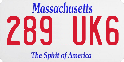 MA license plate 289UK6