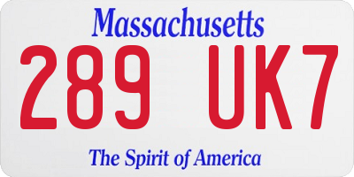 MA license plate 289UK7