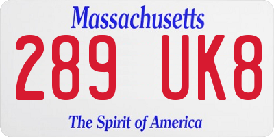 MA license plate 289UK8