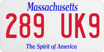 MA license plate 289UK9