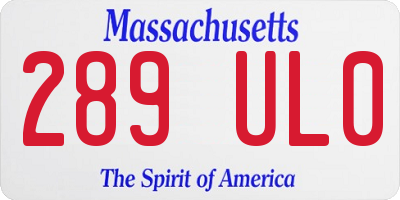 MA license plate 289UL0