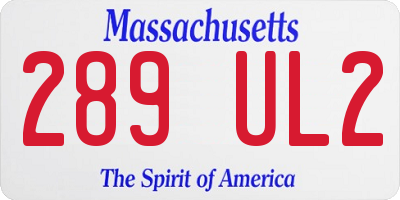 MA license plate 289UL2