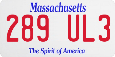 MA license plate 289UL3