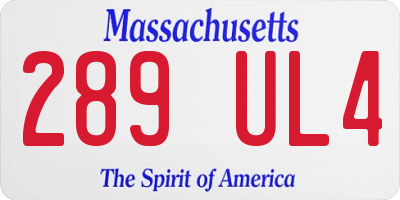 MA license plate 289UL4