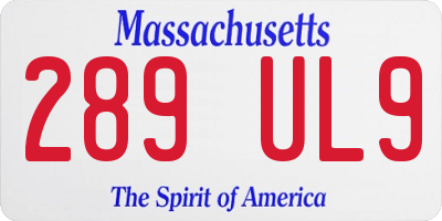 MA license plate 289UL9