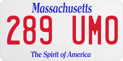 MA license plate 289UM0