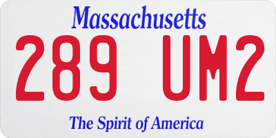 MA license plate 289UM2