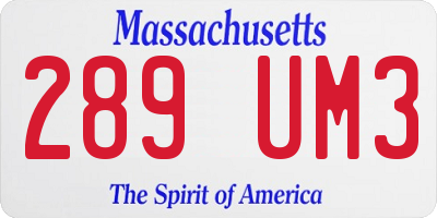 MA license plate 289UM3