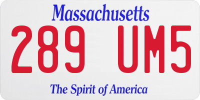 MA license plate 289UM5